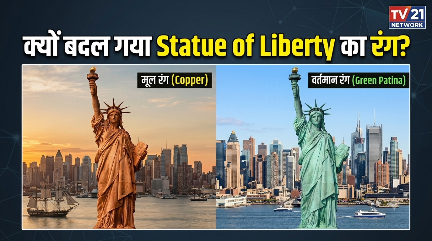 Statue of Liberty का तांबे से हरे रंग में बदलने का वैज्ञानिक कारण।